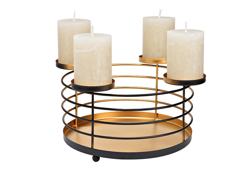 Advent arrangement, candle holder 4er, made of metal black (W/H/D) 32x14x32cm