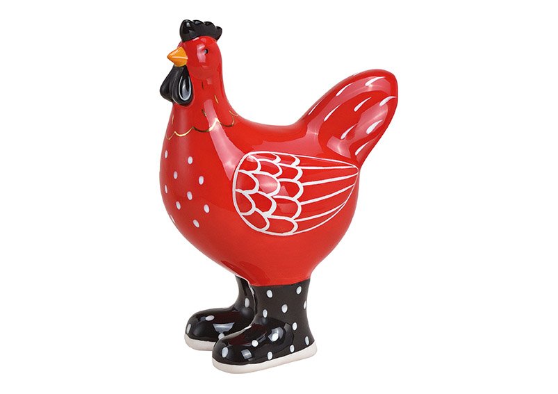 Huhn aus Keramik Rot (B/H/T) 13x17x8cm