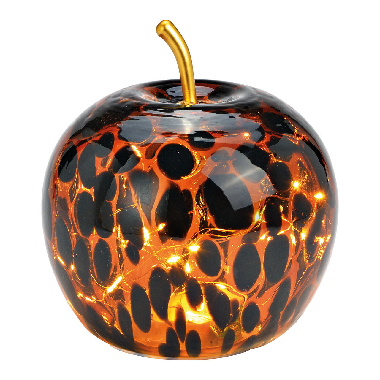 Appel met 20 LED met 6/18 Timer van glas Bruin (B/H/D) 16x17x16cm