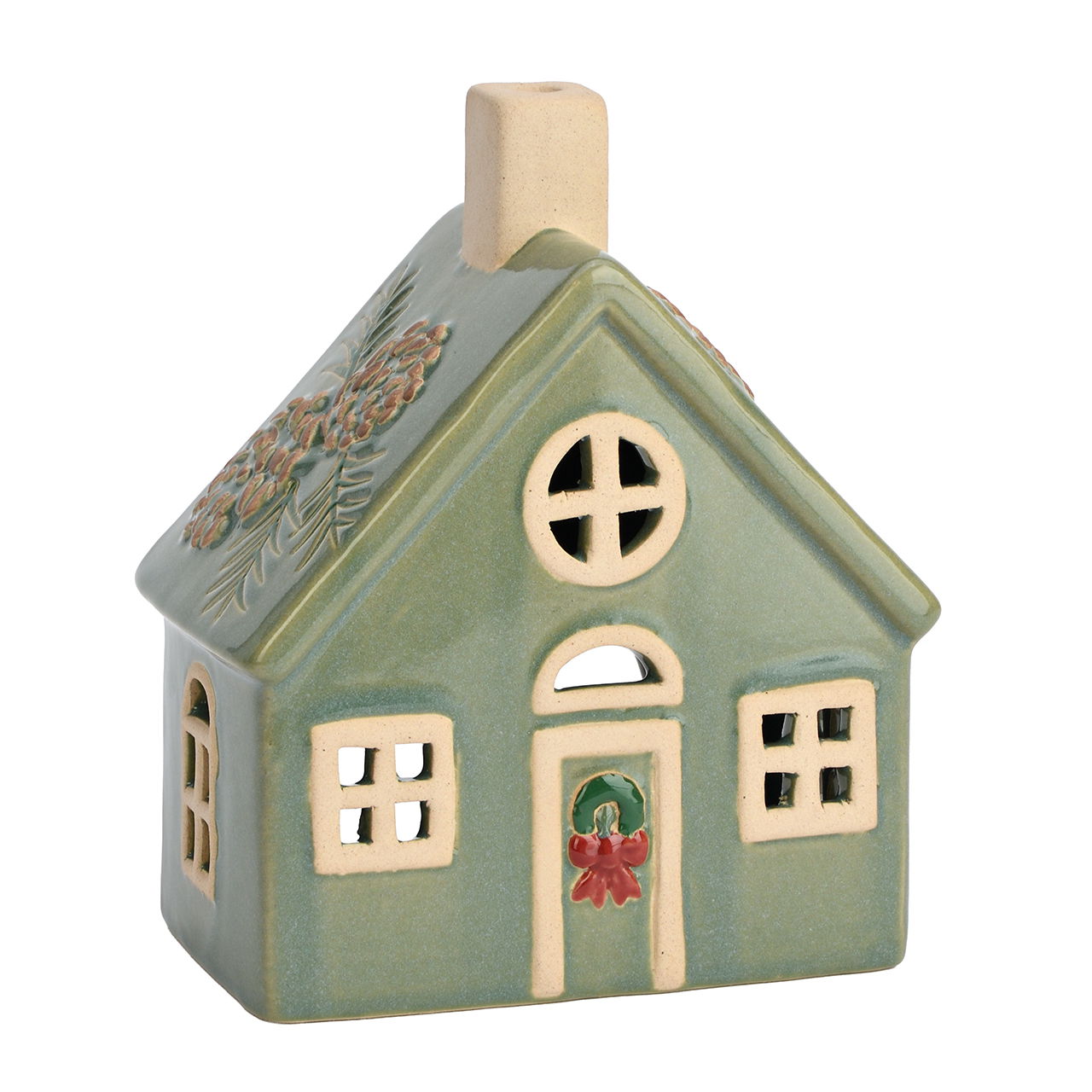 Photophore Maison en faïence Vert (L/H/P) 13x16x8cm haus, keramik, figuren, stil:figurenhaus, grün