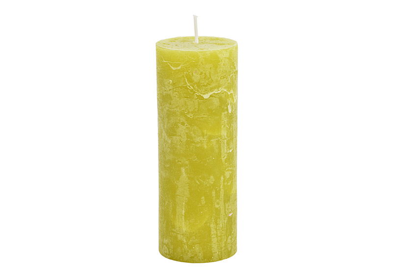 Kerze 6,8x18x6,8cm aus Wachs Olive hellgrün
