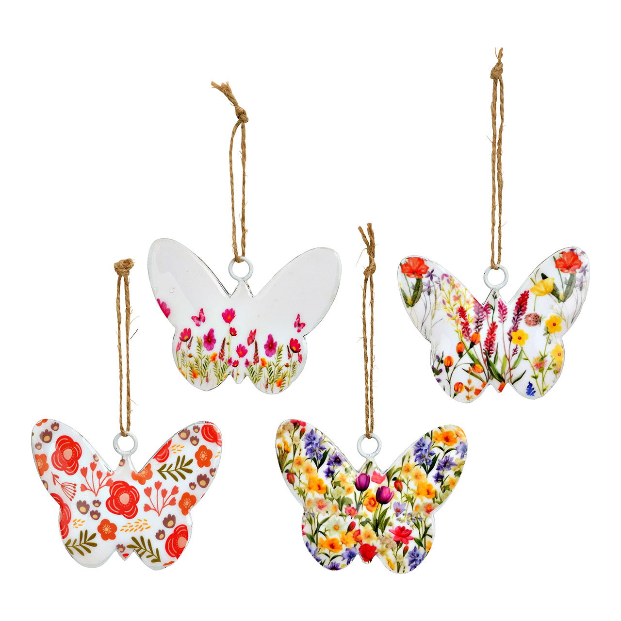 Hanger vlinderbloemen van metaal, 4-voudig, kleurrijk (B/H) 8x6cm 96st. in glas 17x26x17cm Zubehor, Ohrring, Schmuck, Kunst