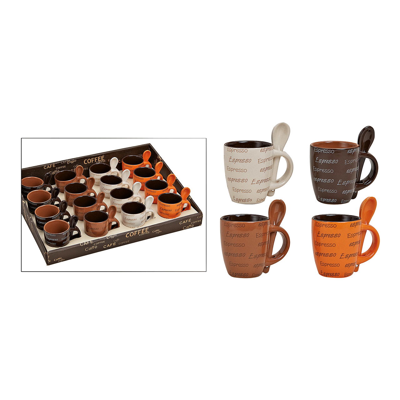 Tasse à expresso avec cuillère en céramique, assortie, 7 cm 50ml