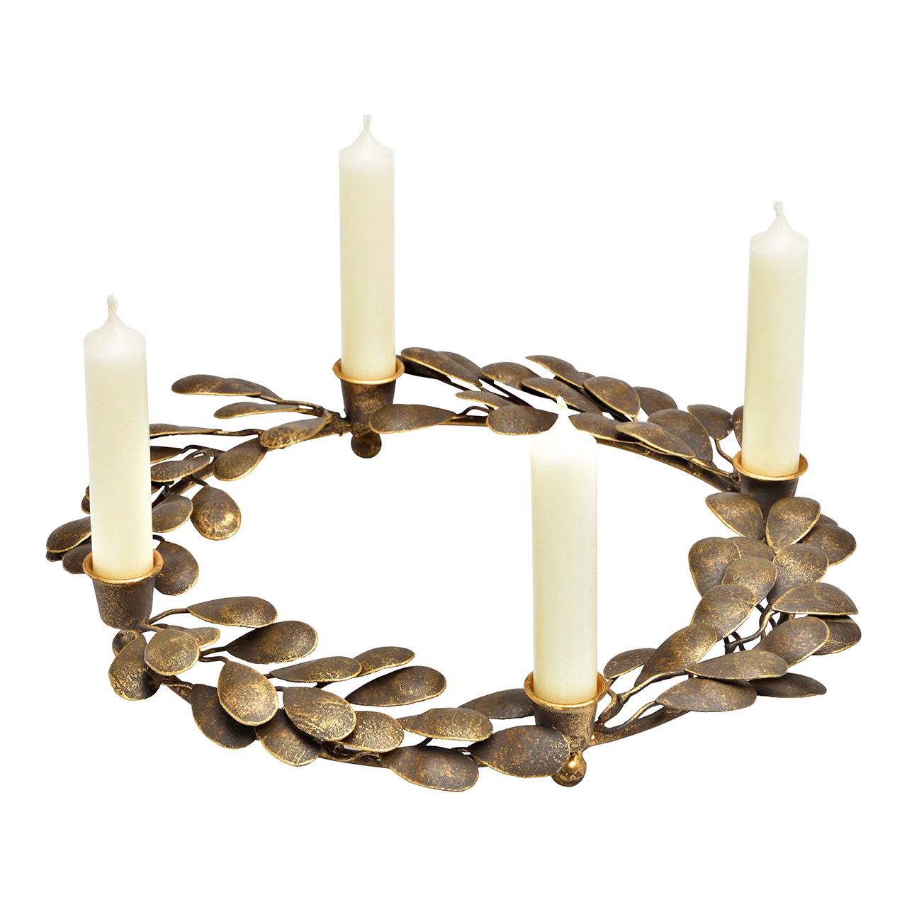 Adventskranz, Kerzenhalter aus Metall, Braun (B/H/T) 28x4x28cm
