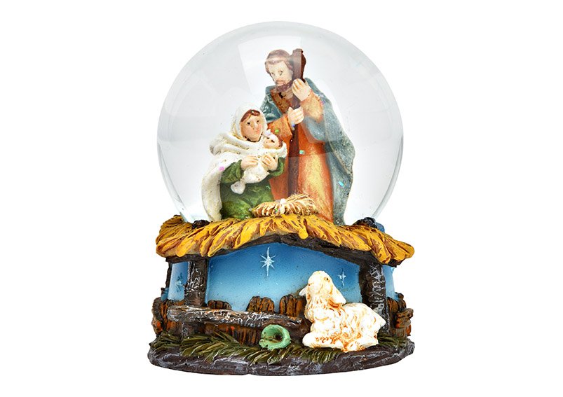 Snow globe Nativity made of poly, glass colorful (W/H/D) 7x9x7cm