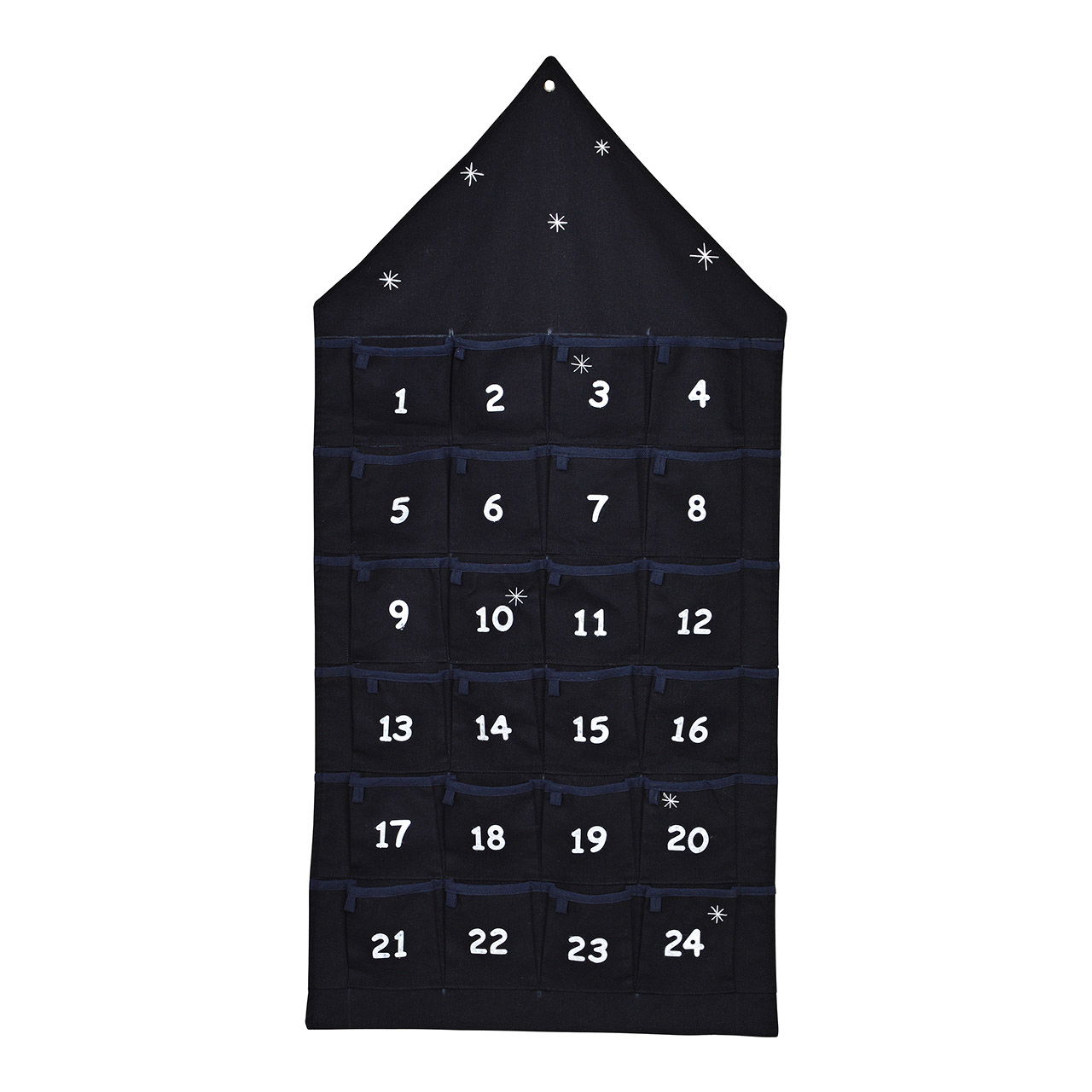 Adventskalender Haus aus Textil, Schwarz (B/H) 48x96cm