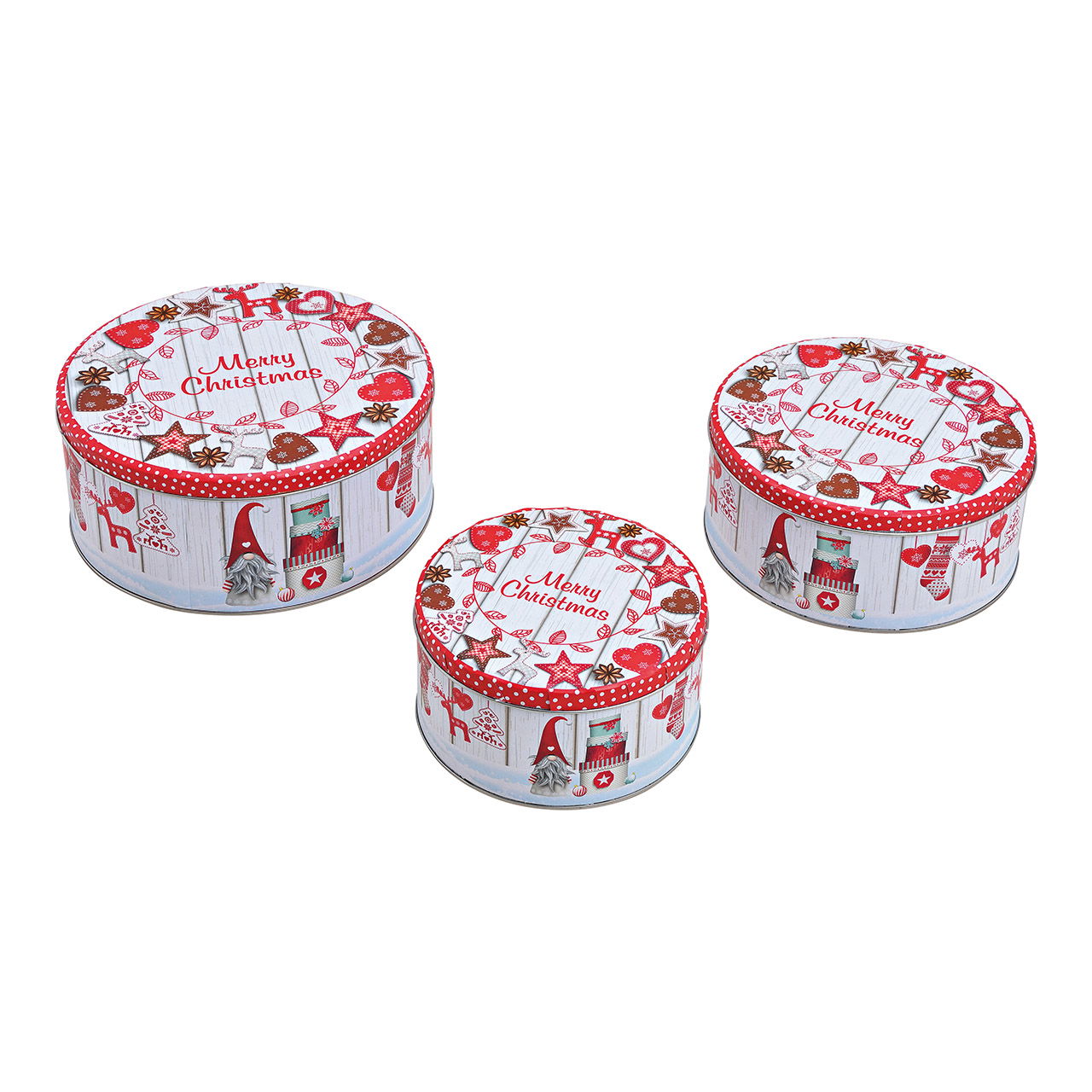 Dosen-Set Merry Christmas aus Metall Bunt 3er Set, (B/H/T) 19x9x19cm Dosen-Set Merry Christmas aus Metall Bunt 3er Set, (B/H/T) 19x9x19cm