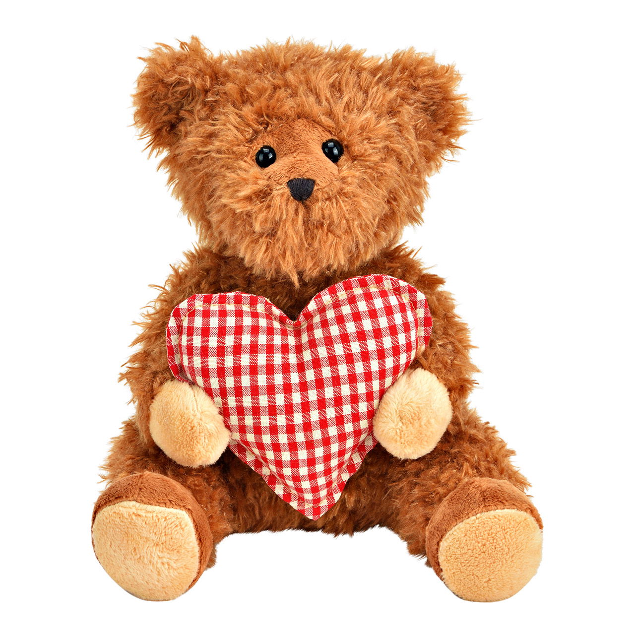 Bear with heart made of plush, brown (W/H/D) 17x19x17cm Bear with heart made of plush, brown (W/H/D) 17x19x17cm
