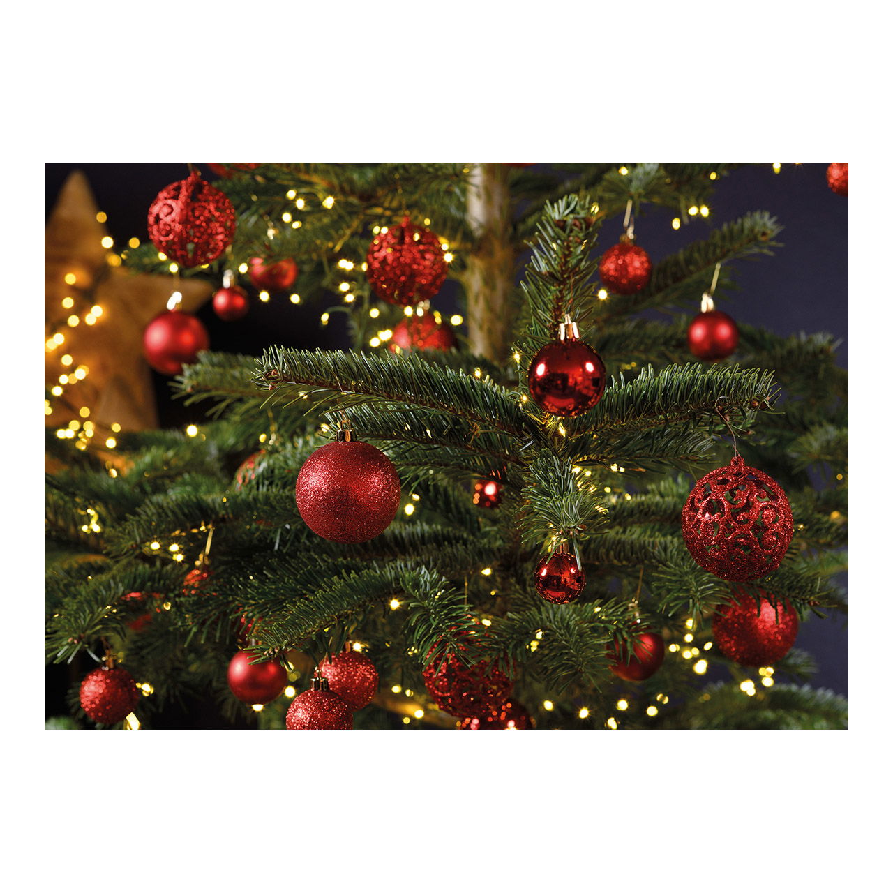 Weihnachtskugeln aus Kunststoff, 100er-Set, Rot Ø3/4/6cm (B/H/T) 23x35x12cm Pflanze, Baum, Weihnachtsdekorationen, Festival, Weihnachtsbaum