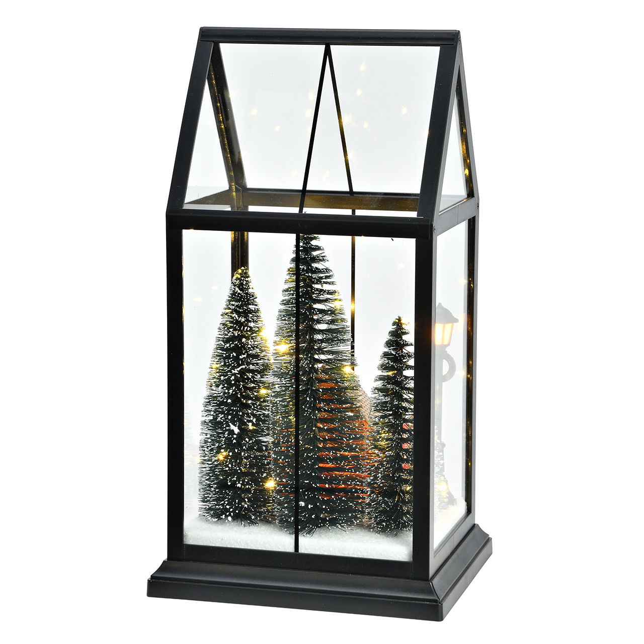 Winterhaus LED aus Kunststoff Bunt (B/H/T) 18x15x33cm exkl.2xAA Pflanze, Baum