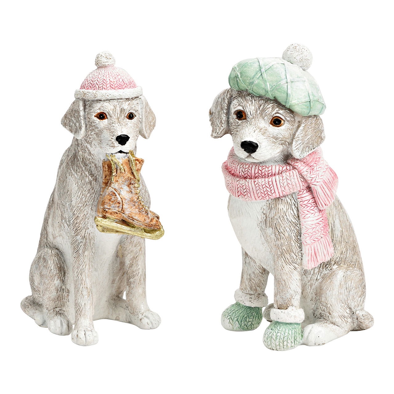 Winterhund aus Poly pink/rosa 2-fach, (B/H/T) 6x15x10cm