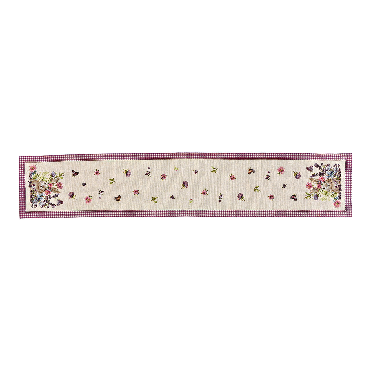 Chemin de table en textile, fleurs, lilas (L/H) 183x33cm Dekoration für Zuhause, Teppich