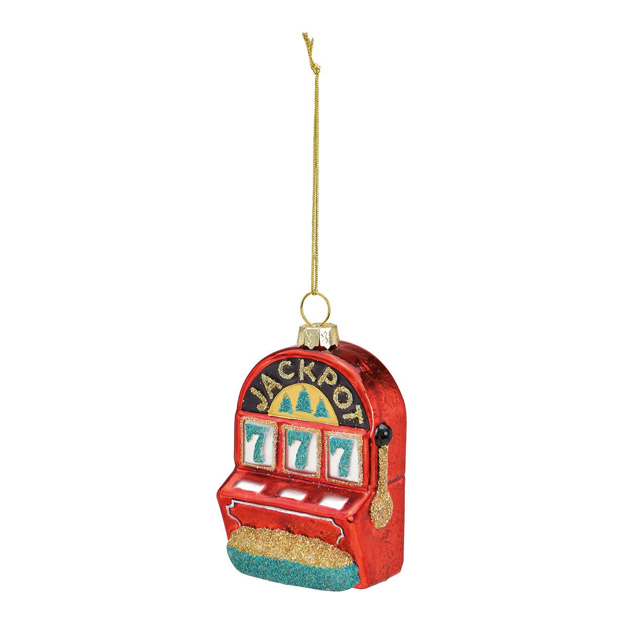 Weihnachtshänger Spielautomat aus Glas, Rot (B/H/T) 5x8x3cm