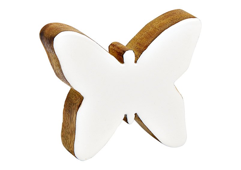 Papillon en bois de manguier blanc (L/H/P) 10x8x2cm