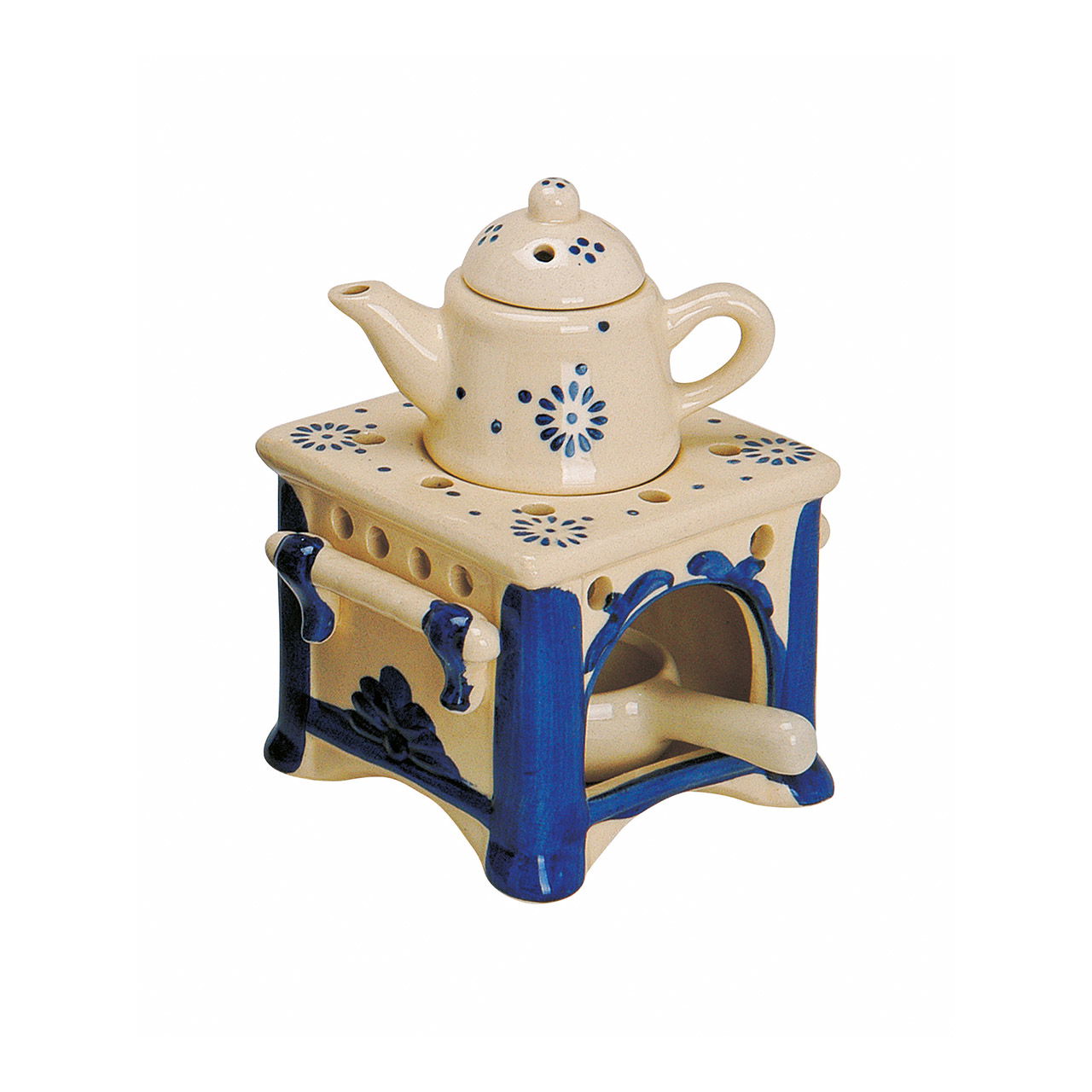 Ceramic fragrance lamp, stove with pot, W10 x D10 x H15 cm