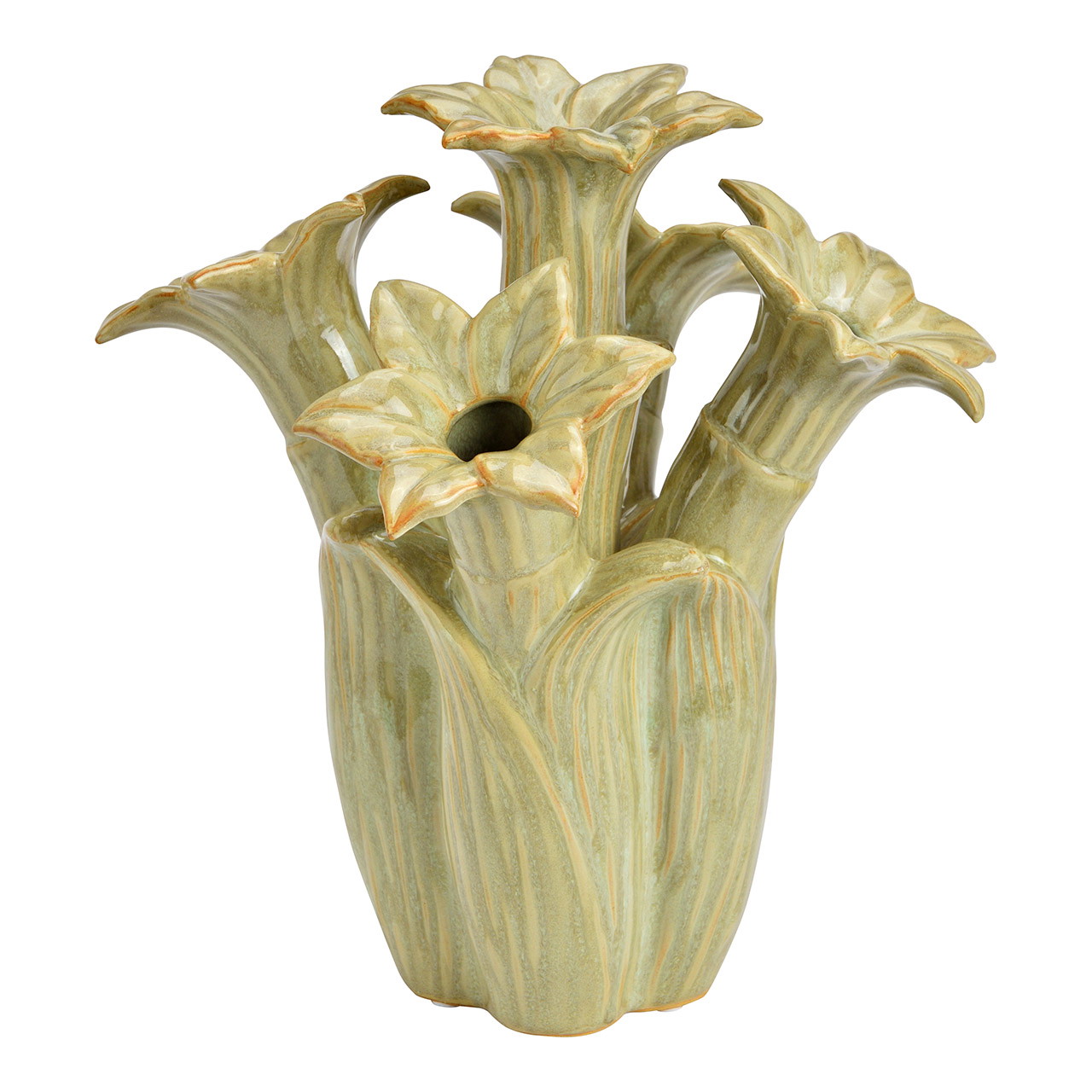 Vaas van keramiek, groen (B/H/D) 20x21x20cm Krug, Töpferei, Vase, Rauchrohr