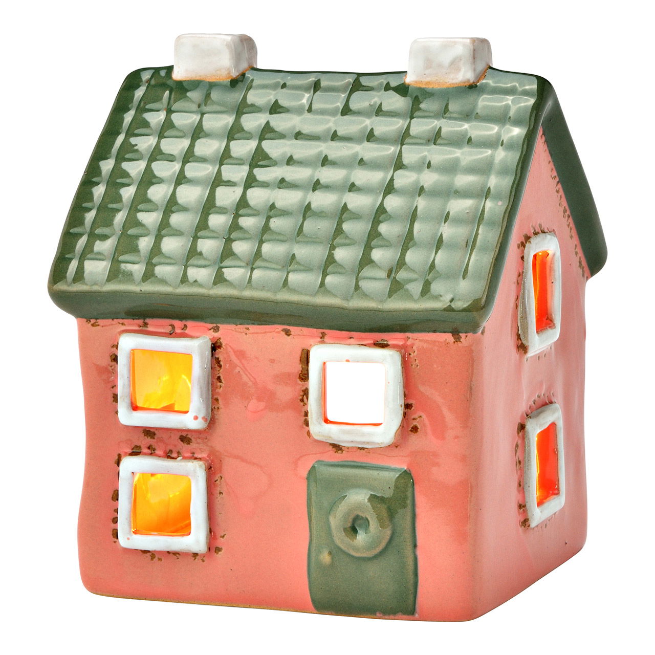 Photophore Maison en faïence, rose/vert (L/H/P) 12x14x11cm Postfach, Essen, Süßigkeiten