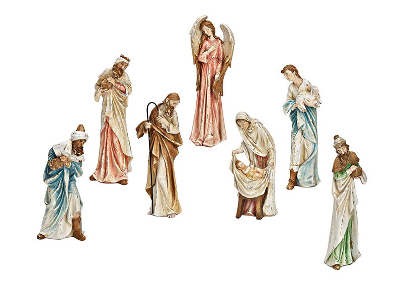 Set de 7 figuritas de cuna, de poli colorido (H) 25-30cm
