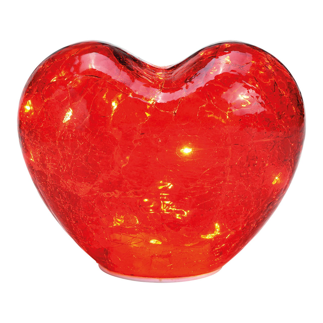 Cuore con 20 LED con timer in vetro Rosso (c/h/d) 18x15x11cm