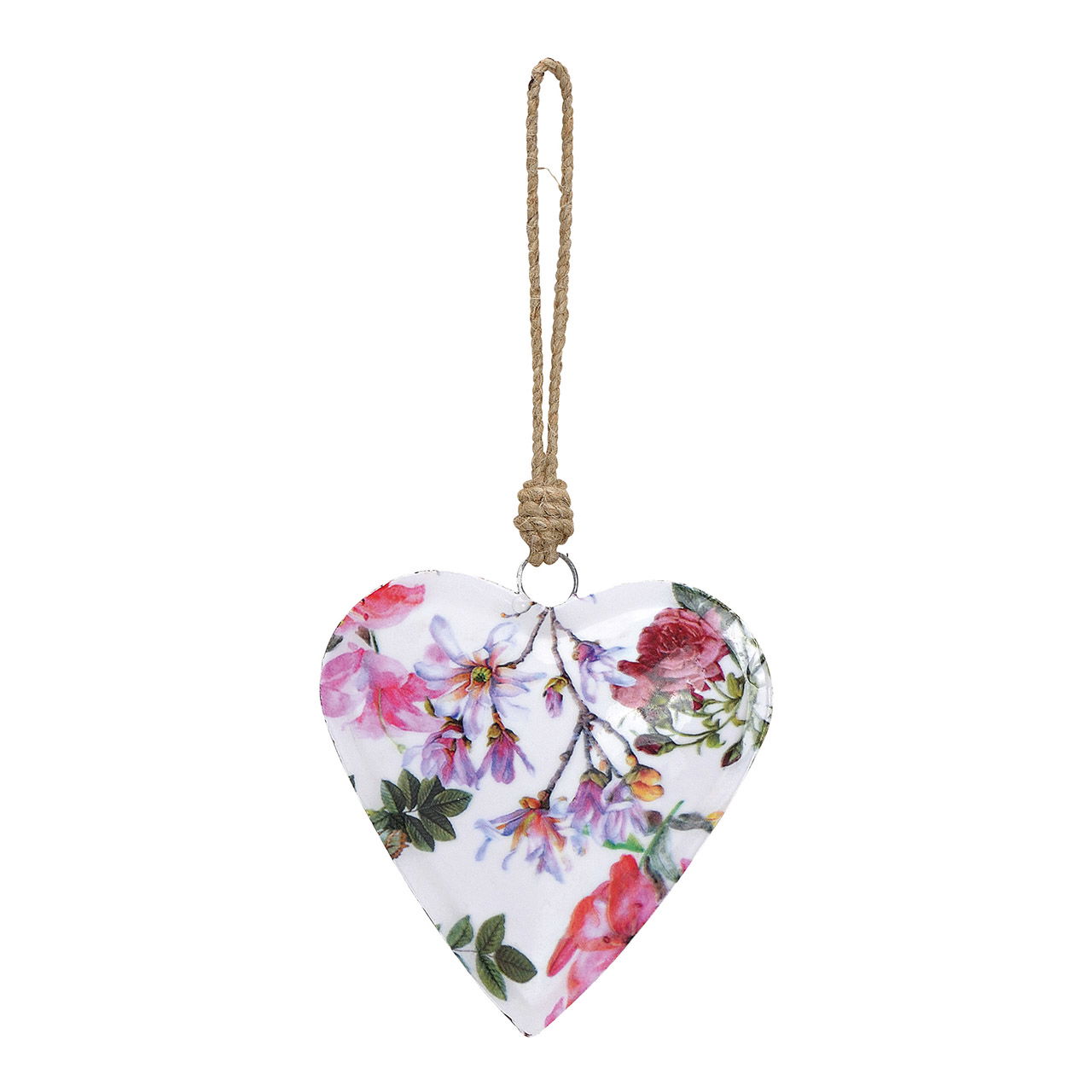 Hanger heart flowers metal colorful 12x12x2cm