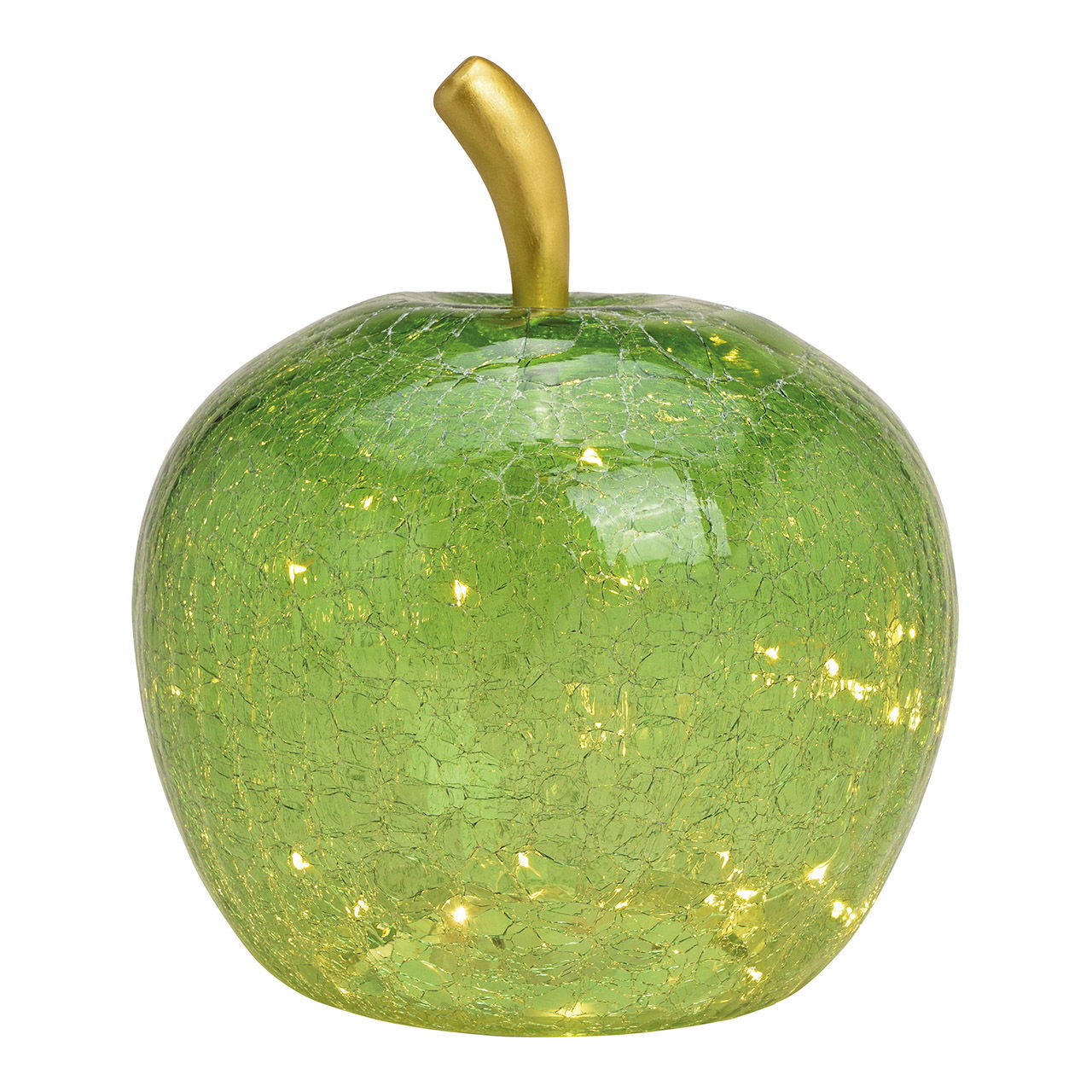 Apple with 40 LEDs, with timer made of green glass (W/H/D) 27x30x27cm