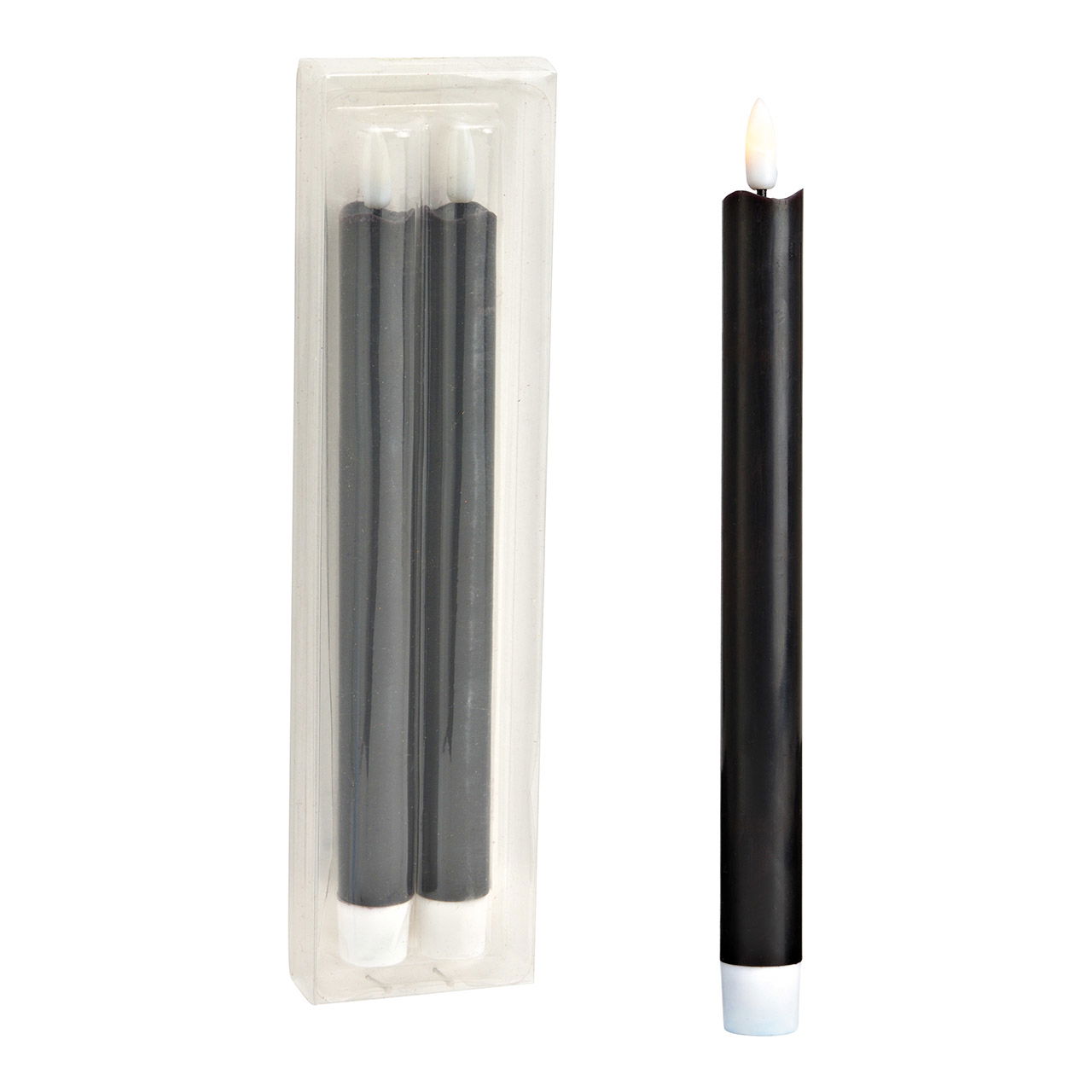 Set de 2 bougies LED, en cire noire (L/H/P) 2x23x2cm Set de 2 bougies LED, en cire noire (L/H/P) 2x23x2cm