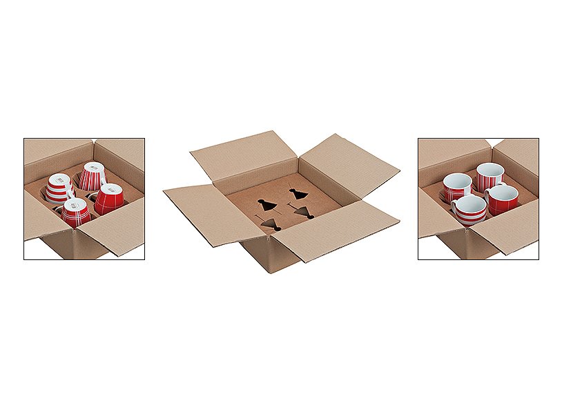 Imballaggio in cartone, set di 4 tazze, L31 x P31 x H13 cm