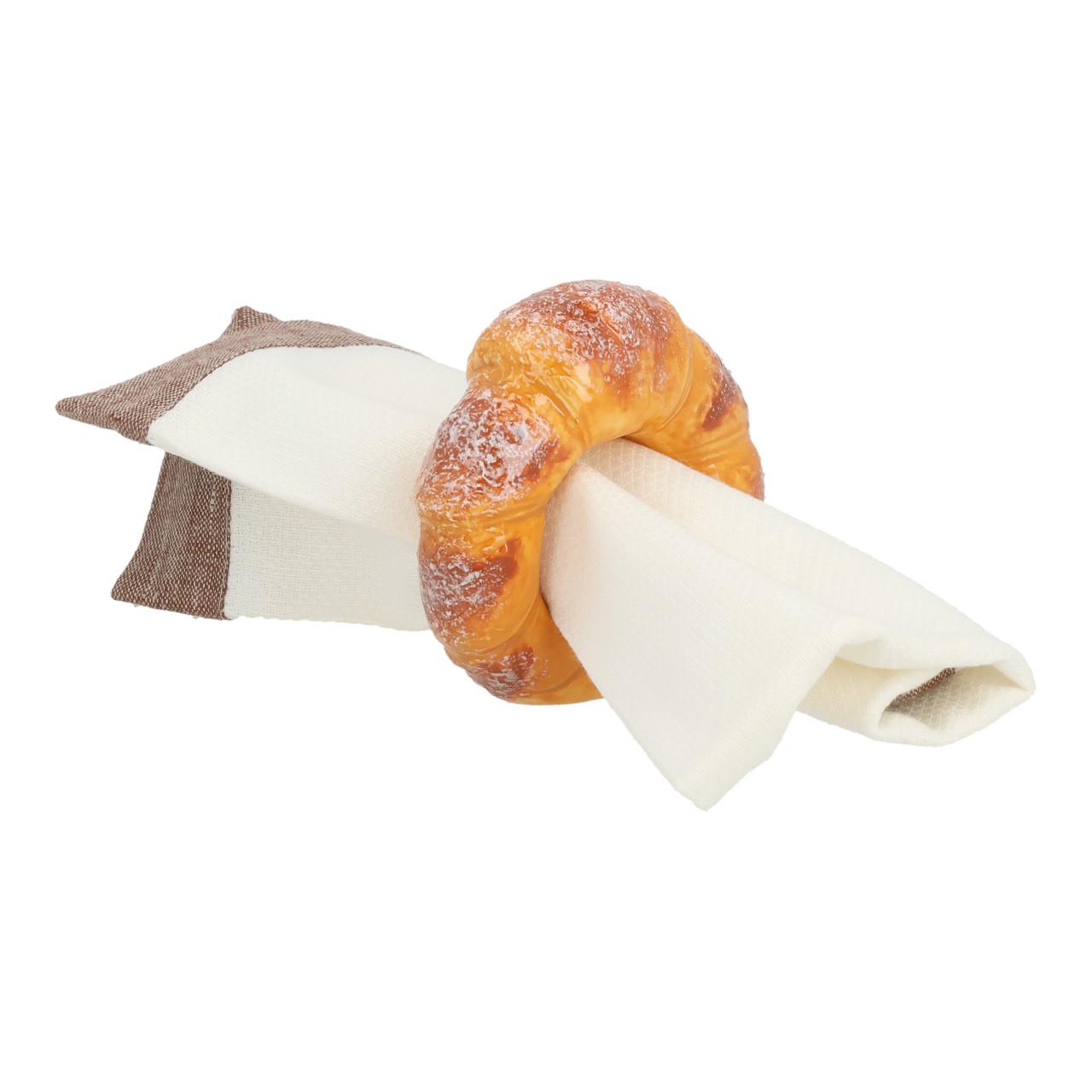 Kringel, Croissant, Doughnut-Form, Teigkringel, Zuckerbestäubt