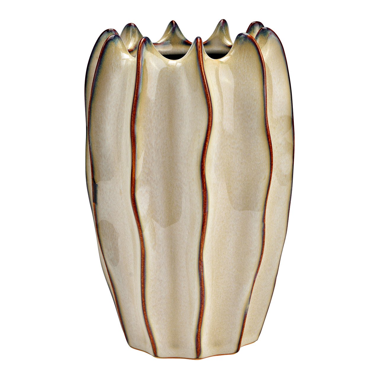 Vase en céramique beige (L/H/P) 15x21x15cm