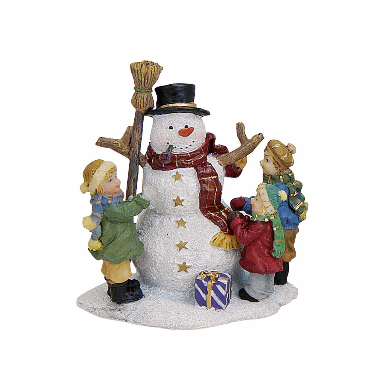 Miniatur-Weihnachtsfiguren, Kinder mit Schneemann, 6 cm Natur, Draußen, Figur, Winter, Person