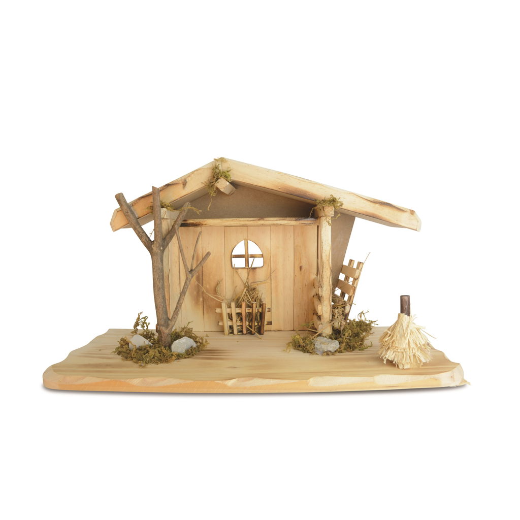 Kinderbed berghut. Hout. 42x19x22 cm. 1 st. naturel. voor 6-8cm figuren Holz, Draußen, Unterschlupf, Hütte