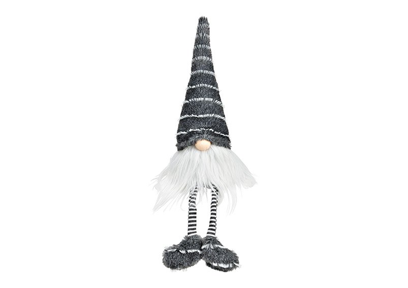 Edge stool gnome made of textile grey, white (W/H/D) 15x58x15cm