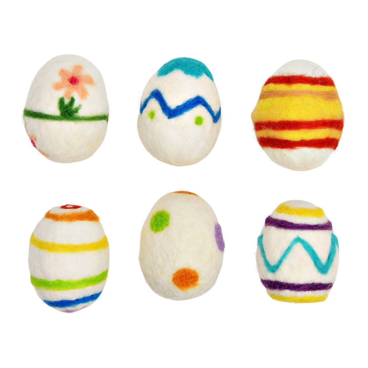 Huevos de Pascua decorativos de fieltro/plástico en cartón para huevos, 6 pliegues, coloridos (A/A/P) 4x6x4cm Huevos de Pascua decorativos de fieltro/plástico en cartón para huevos, 6 pliegues, coloridos (A/A/P) 4x6x4cm