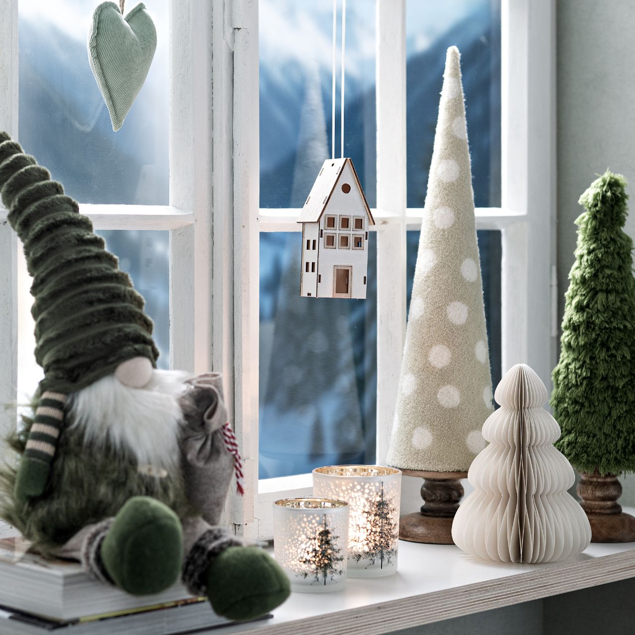 Présentoir sapin en bois de manguier, textile beige clair (L/H/P) 13x54x13cm Bekleidung, Hut