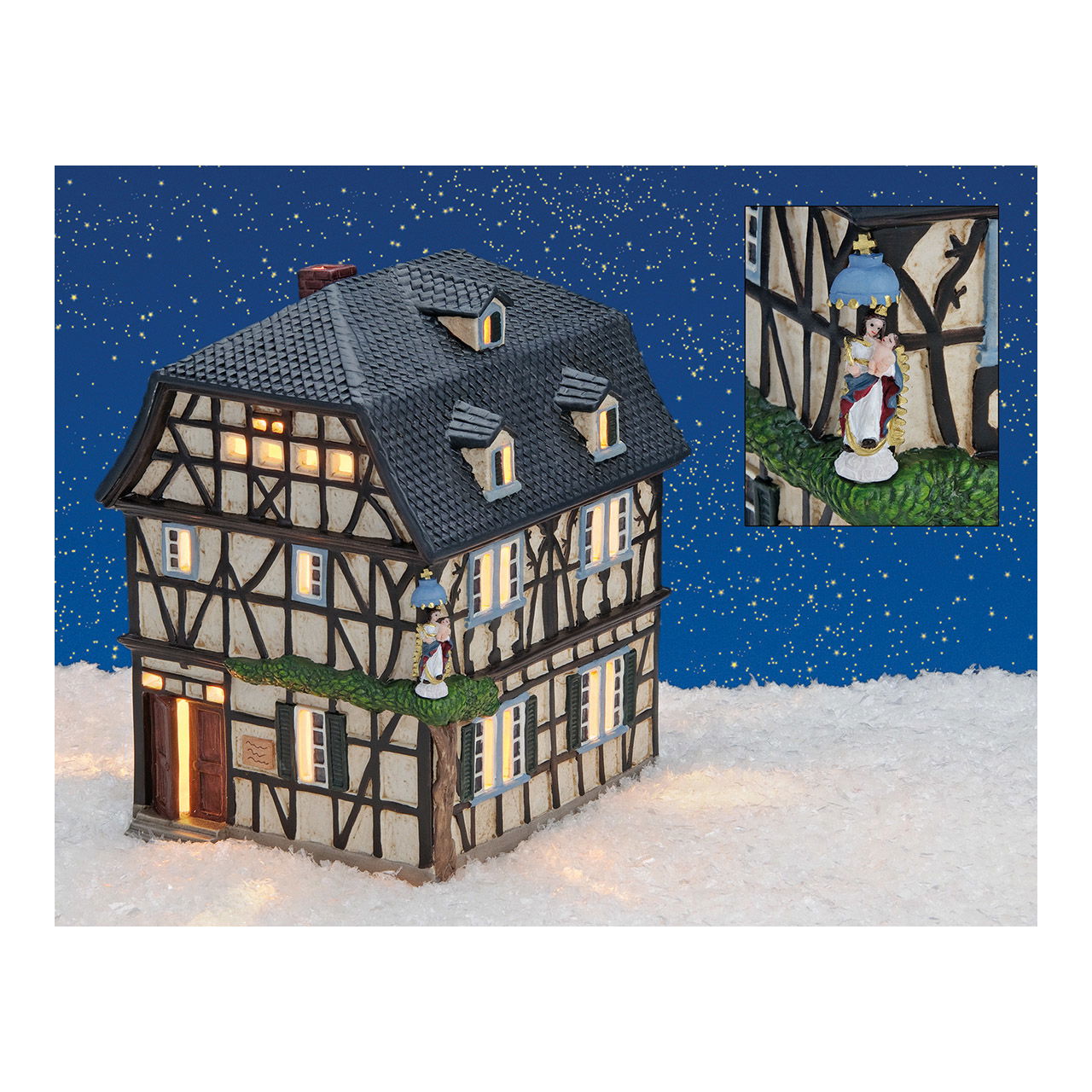 Casa del ángel de la guarda en Unkel de porcelana, W13 x D15 x H19 cm