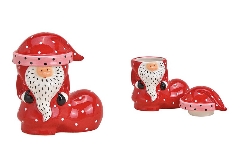 Jar of santa claus boots made of ceramic red (w / h / d) 13x12x7cm