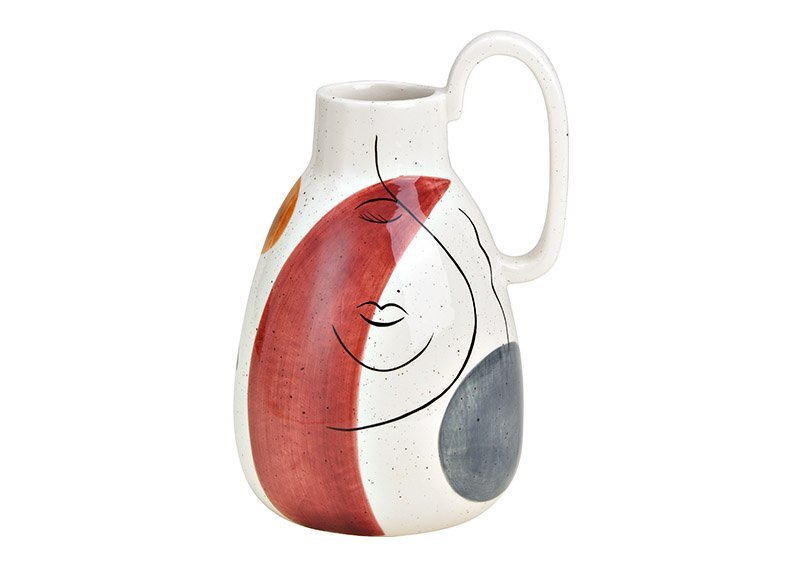 Jarrón, jarra cara decoración de cerámica coloreada (c/h/d) 15x23x14cm