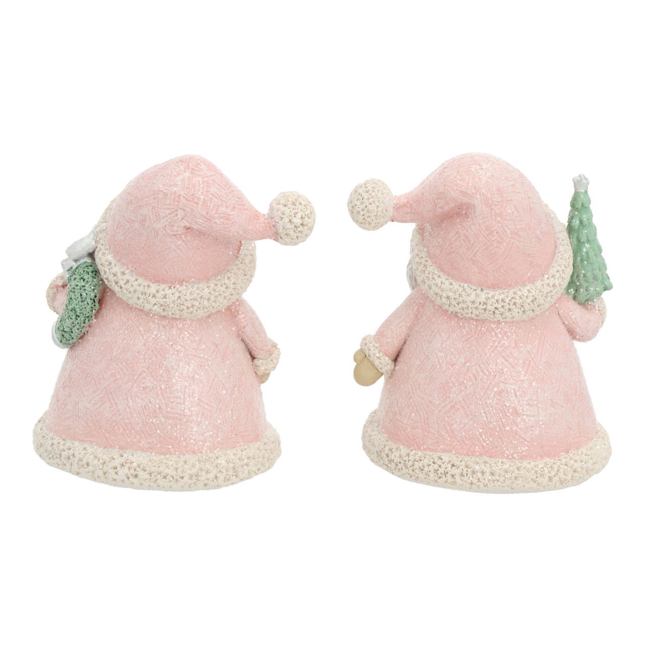 Santa Claus with fir/wreath made of poly pink/pink 2 assorted (W/H/D) 8x11x7cm Figur, Puppe, Spielzeug