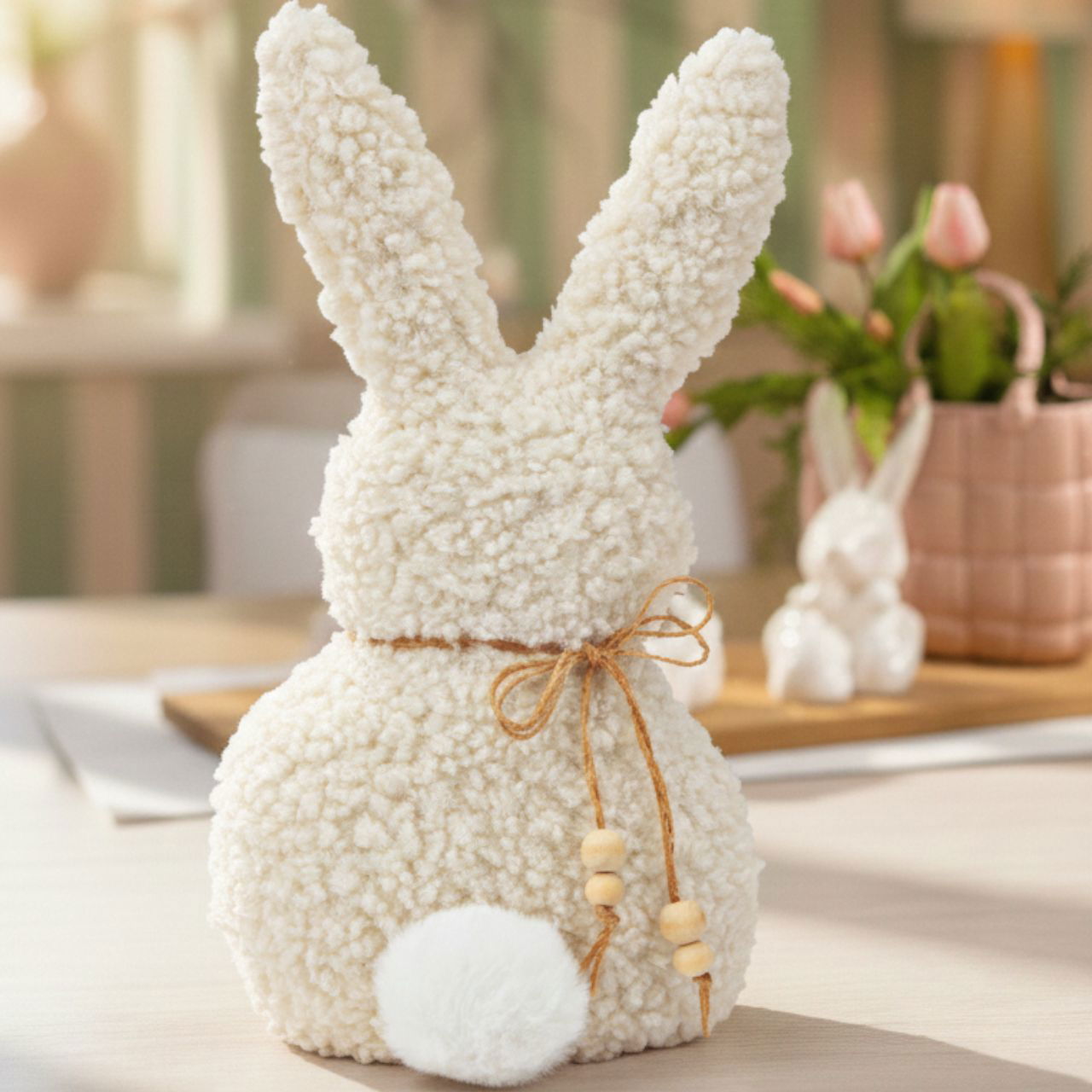 Lapin en peluche blanc (L/H/P) 14x26x12cm