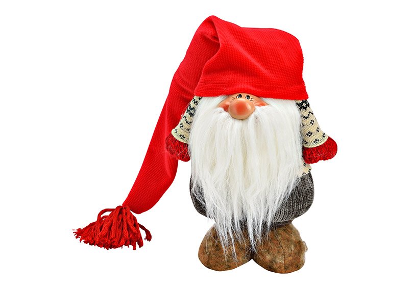 Edge stool gnome made of textile red (W/H/D) 17x30x12cm