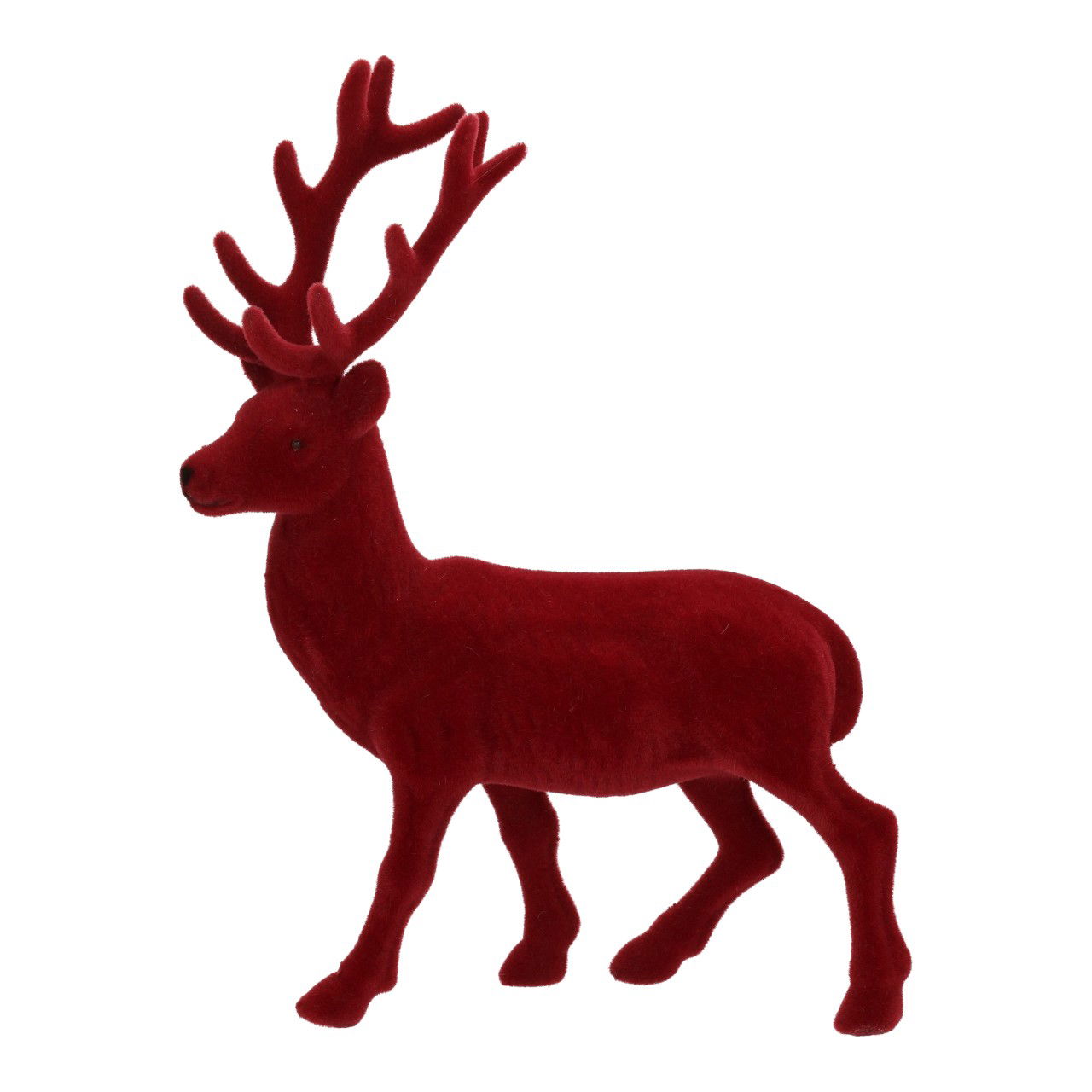 Hirsch beflockt aus Kunststoff Rot ohne (B/H/T) 21x29x8cm Hirsch, Säugetier, Tierwelt, Antilope, Elch