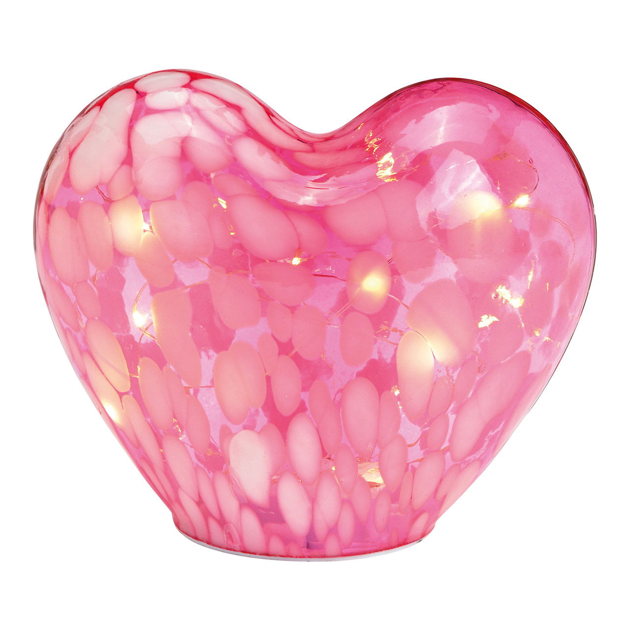 Cœur avec 20 LED avec minuterie 6/18 en verre rose/rose (L/H/P) 18x15x11cm