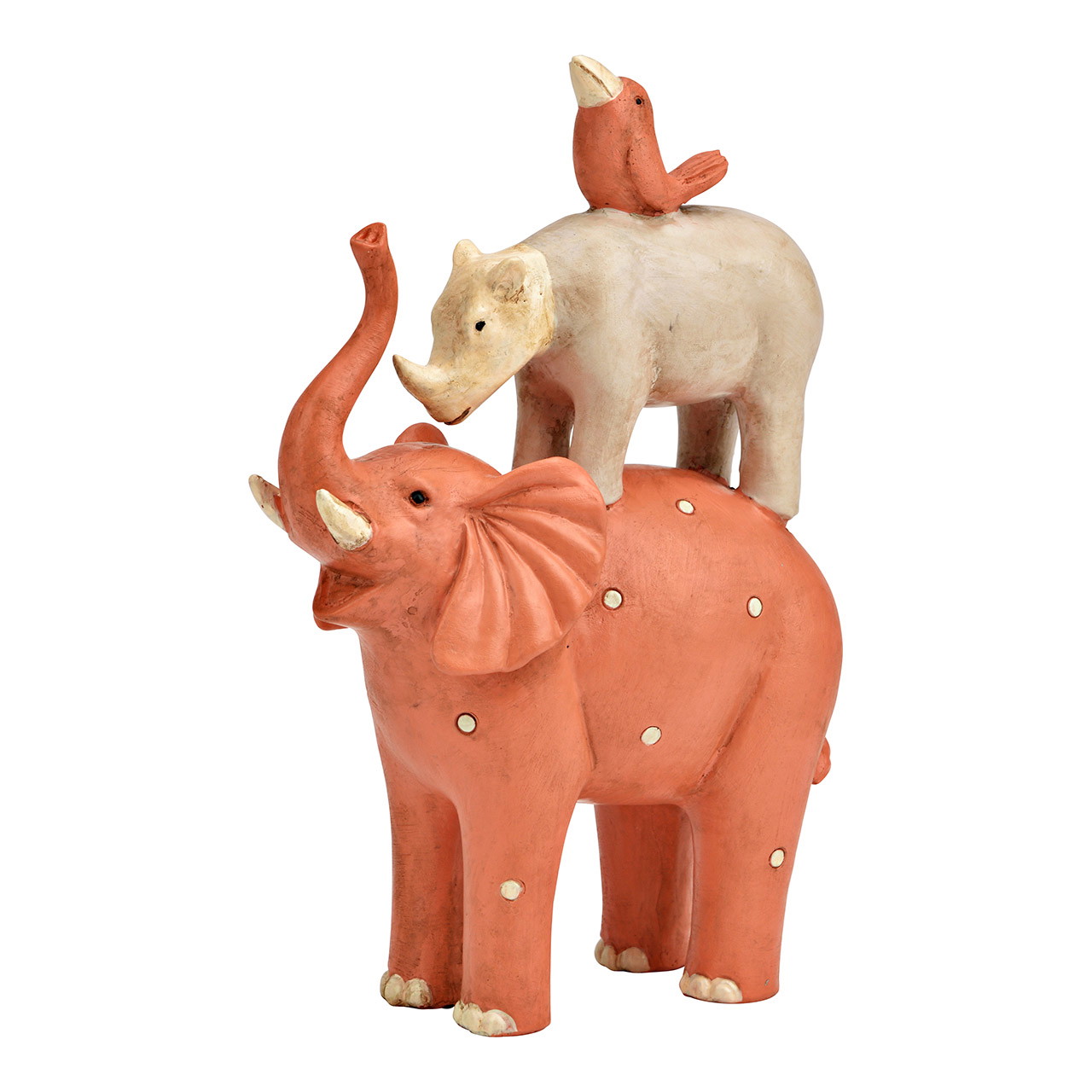 Animaux Pyramide en magnésie, rose/blanc (L/H/P) 15x21x7cm Figur, Tier, Säugetier, Schwein