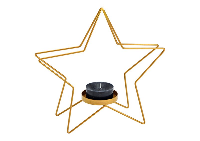Kaarsenhouder ster van metaal goud (w/h/d) 23x22x8cm