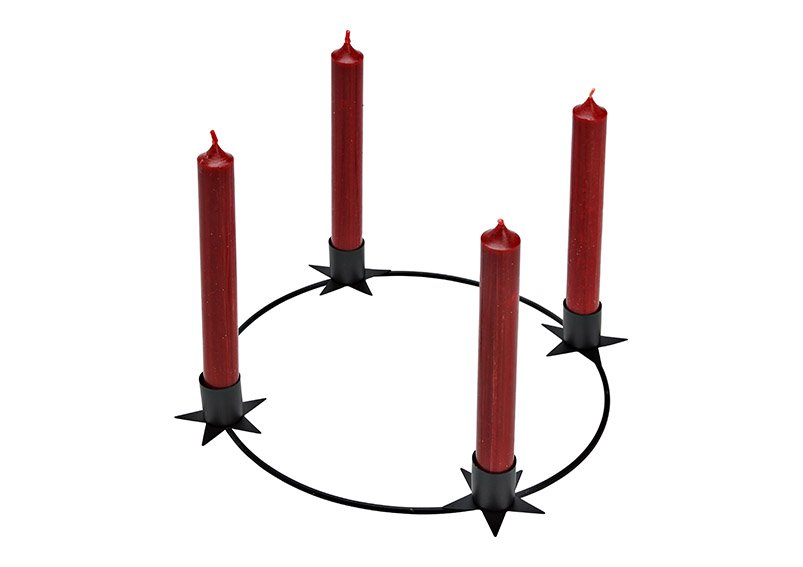 Advent wreath, candle holder star decor, made of metal black (W/H/D) 30x3x30cm