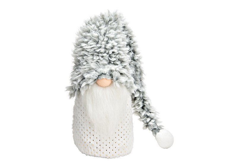 Gnome from textile white, grey (W/H/D) 17x25x13cm