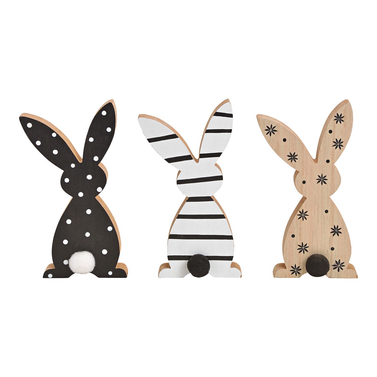 Aufsteller Hase aus Holz Schwarz 3-fach, (B/H/T) 9x18x2cm Aufsteller Hase aus Holz Schwarz 3-fach, (B/H/T) 9x18x2cm