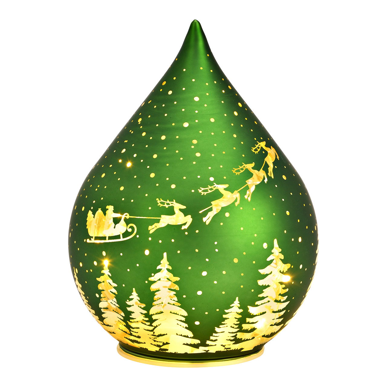 LED Leuchte Tropfen Weihnachtsdekor (exkl. 3xAAA) mit 6/18 Timer aus Glas, Grün (B/H/T) 11x16x11cm LED Leuchte Tropfen Weihnachtsdekor (exkl. 3xAAA) mit 6/18 Timer aus Glas, Grün (B/H/T) 11x16x11cm