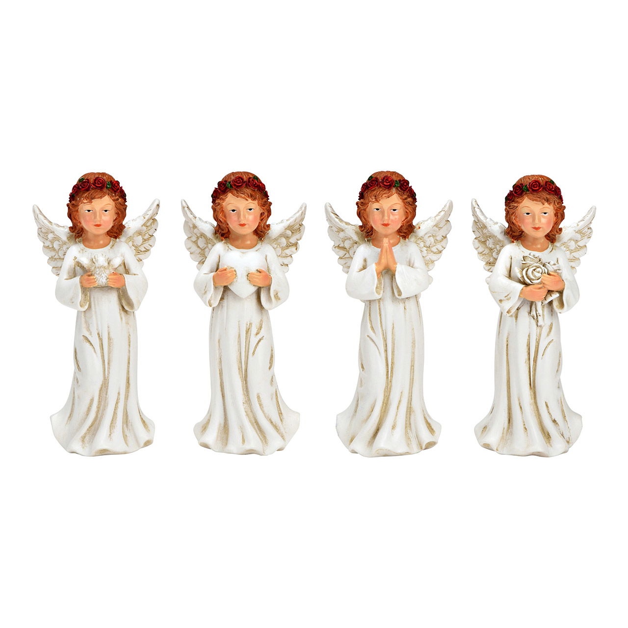 Figurine ange en poly 4x, blanc (L/H/P) 4x8x3cm