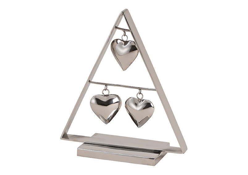 Albero di metallo con ciondolo a forma di cuore, argento (L/H/D) 21x25x8cm